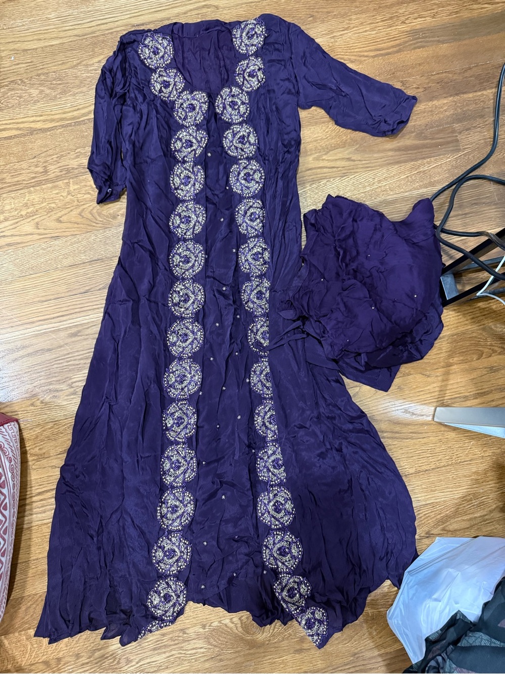 Embroidered Deep Purple Women's Long Dress